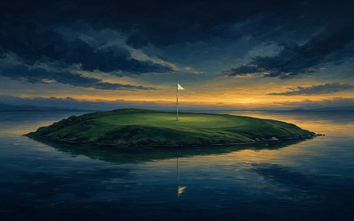 Blue Hour Island, original digital golf art