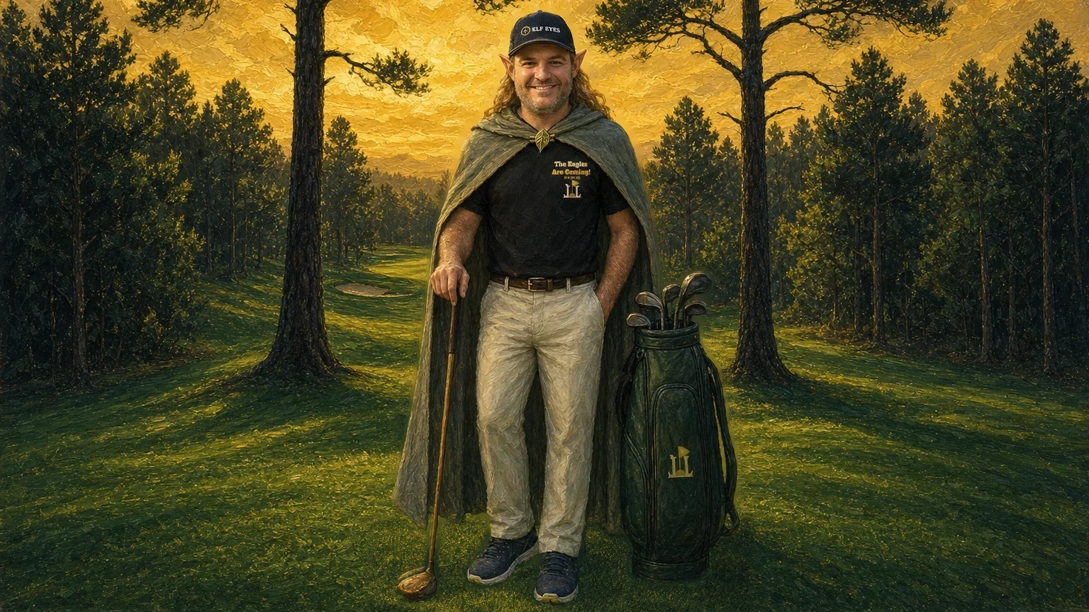 Our founder painted into a golf scene