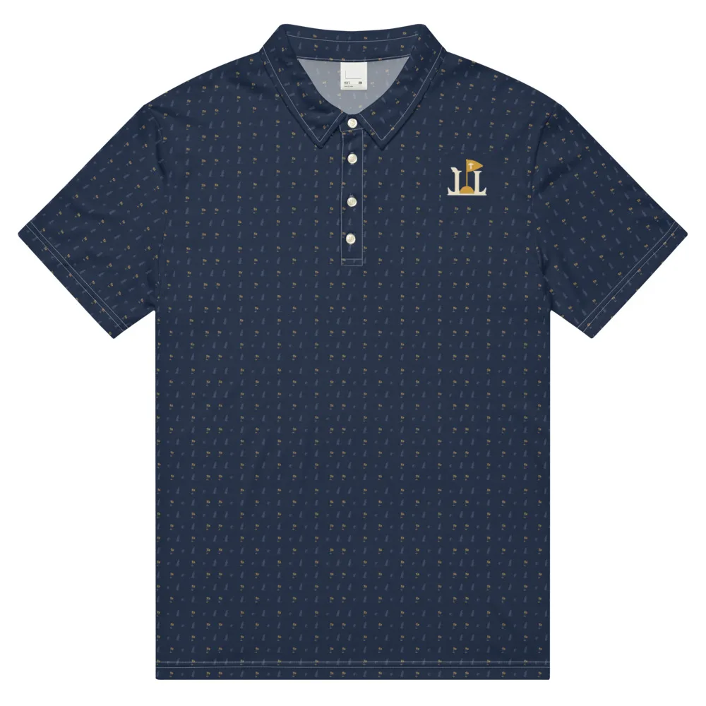 Even the Smallest Putt Pattern Polo, all-over print polo in Navy pattern