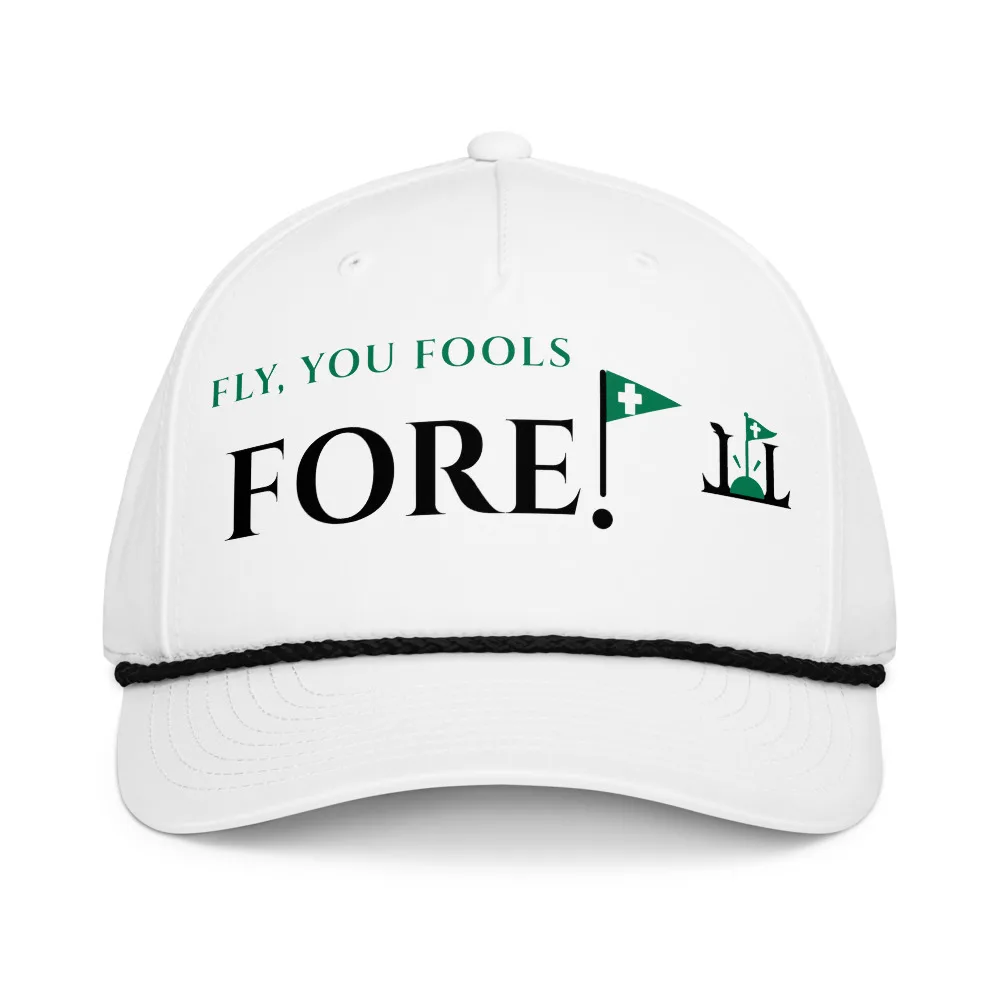 Fly, You Fools (Fore!) Rope Hat, rope hat in White/Black