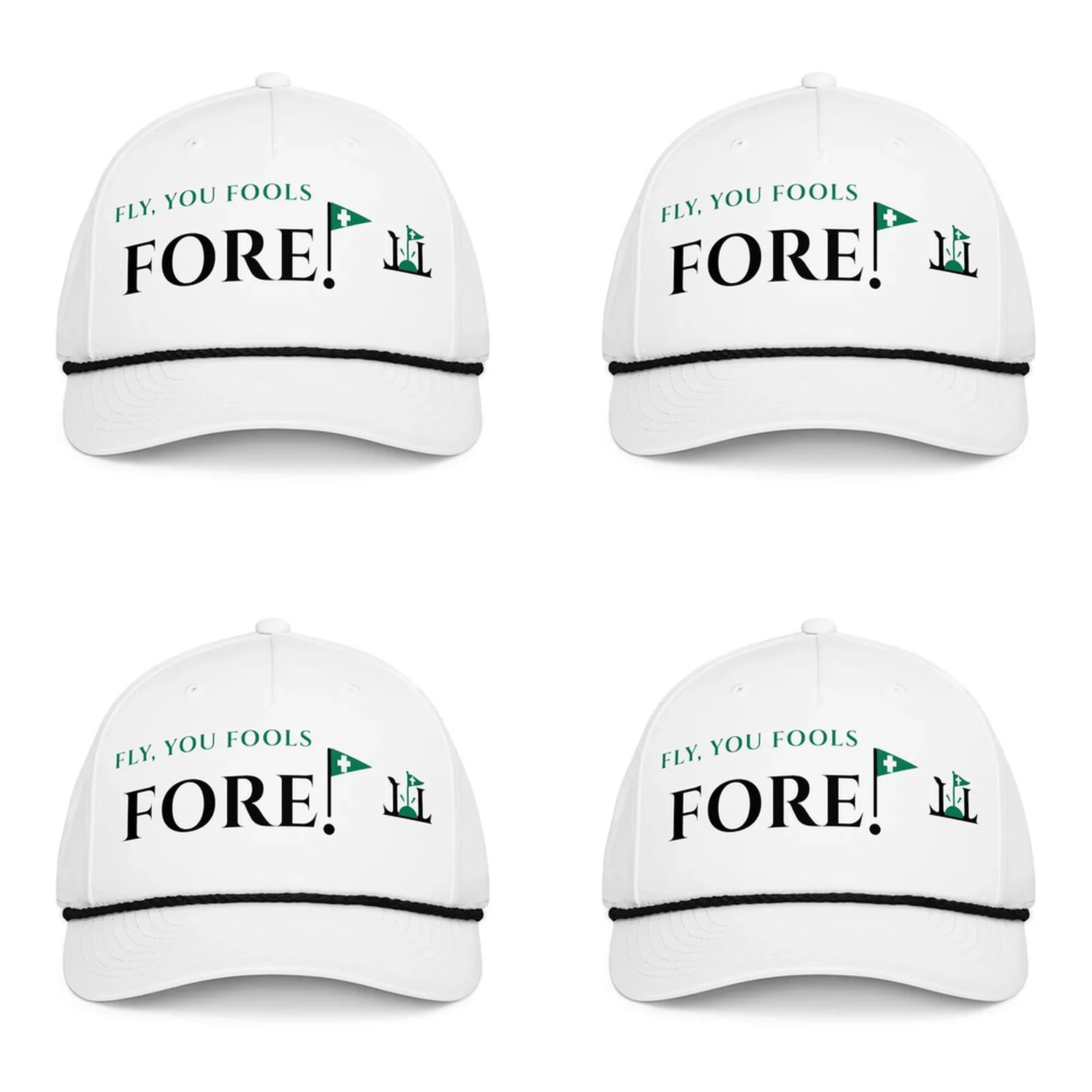 Foursome Set: four matching rope hats in White/Black