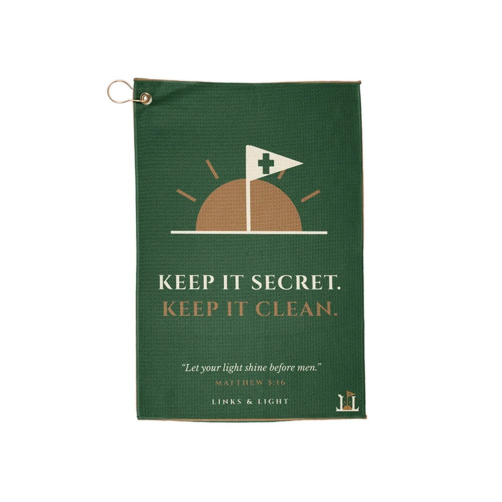 Keep It Secret, Keep It Clean Golf Towel from Links & Light, Christian golf apparel