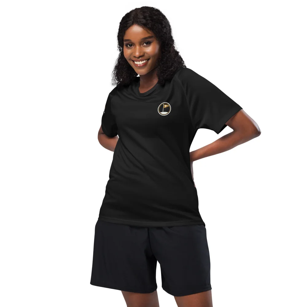 Many Meetings at the 19th Hole Mesh Tee, On model (women's)