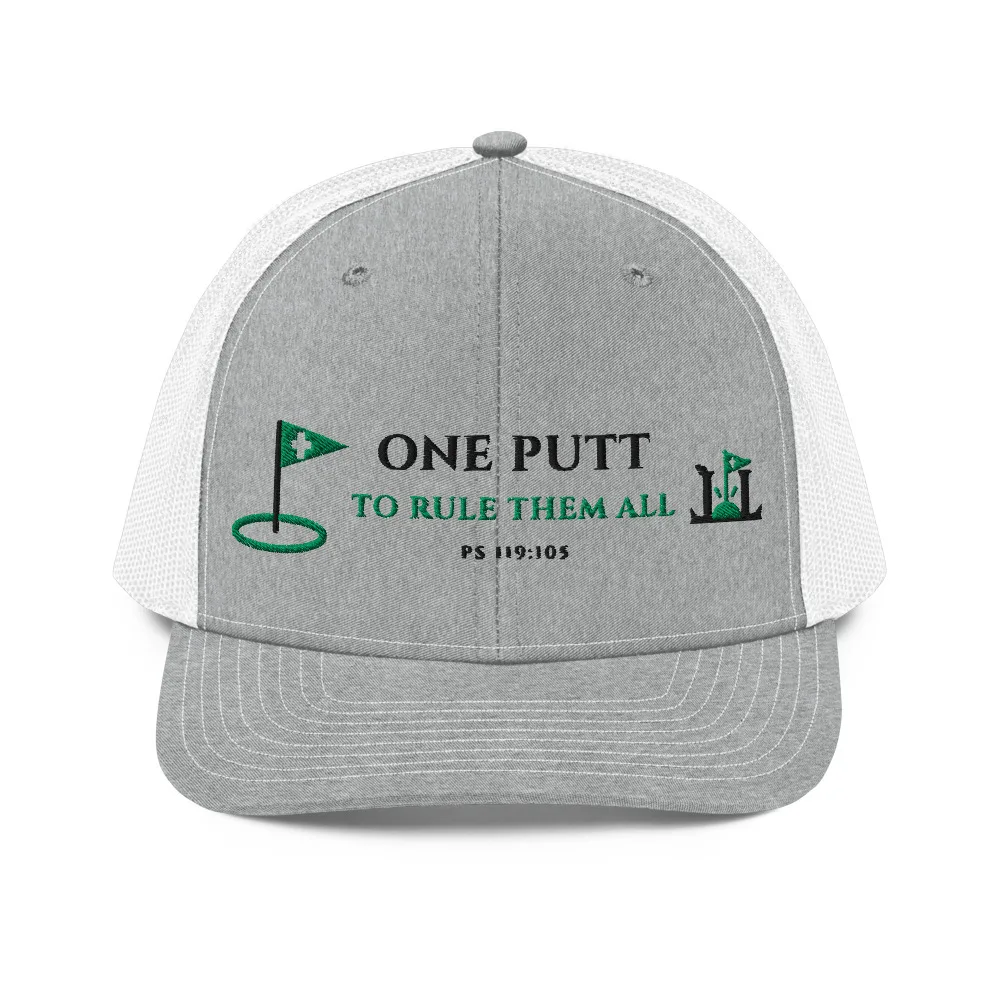 One Putt to Rule Them All Trucker, trucker cap in Heather Grey/White