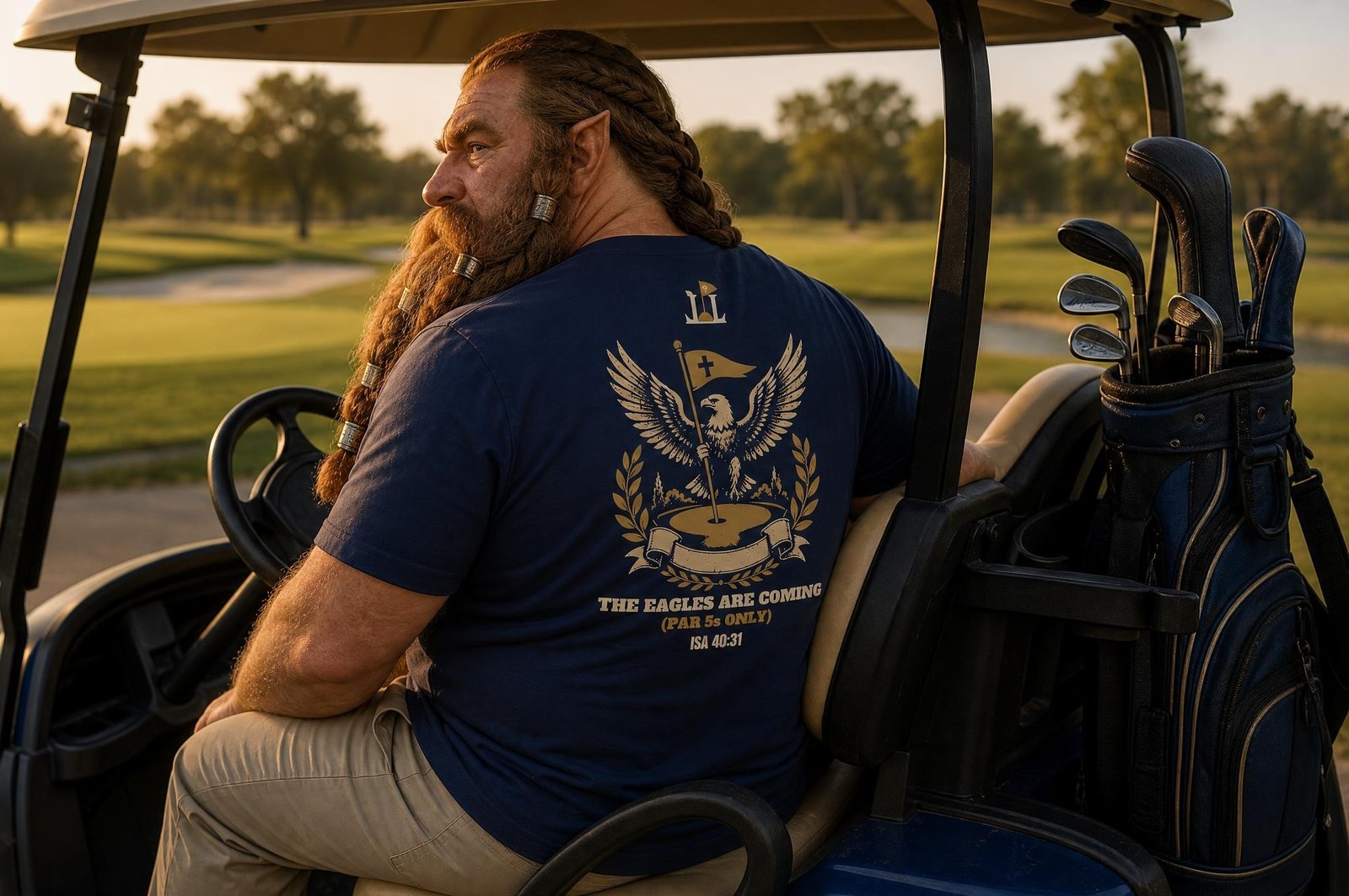 The Eagles Are Coming (Par 5s Only) Tee, Worn on the course, photo 1