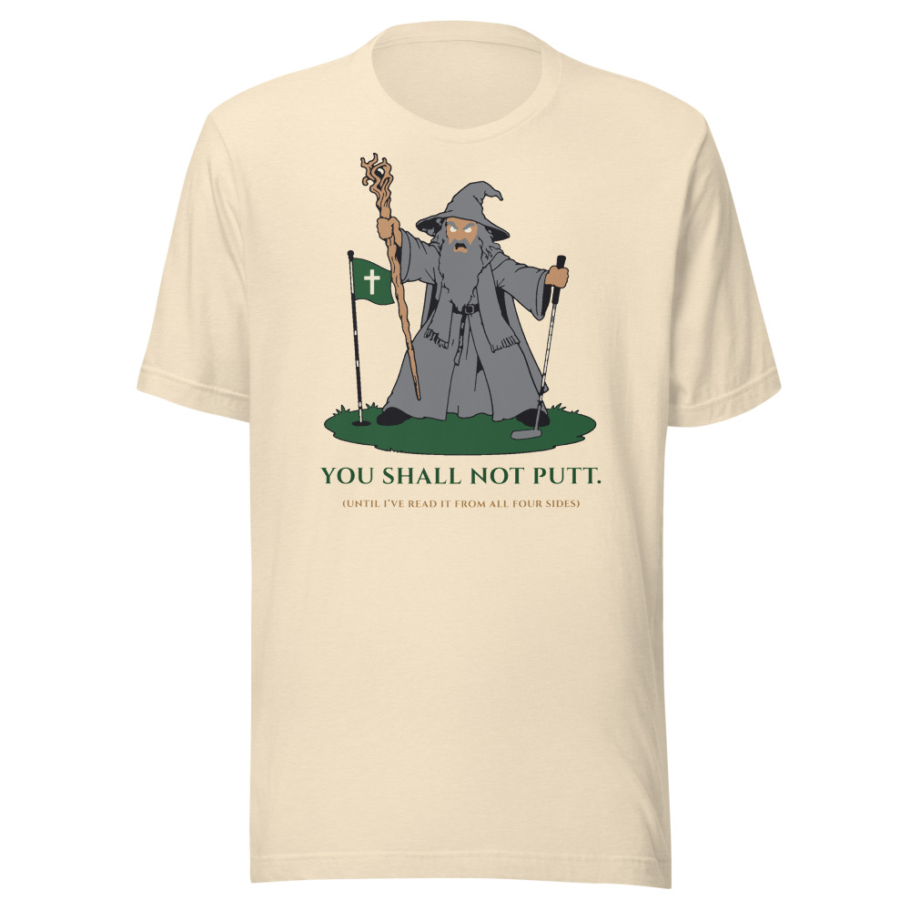 You Shall Not Putt Tee from Links & Light, Christian golf apparel