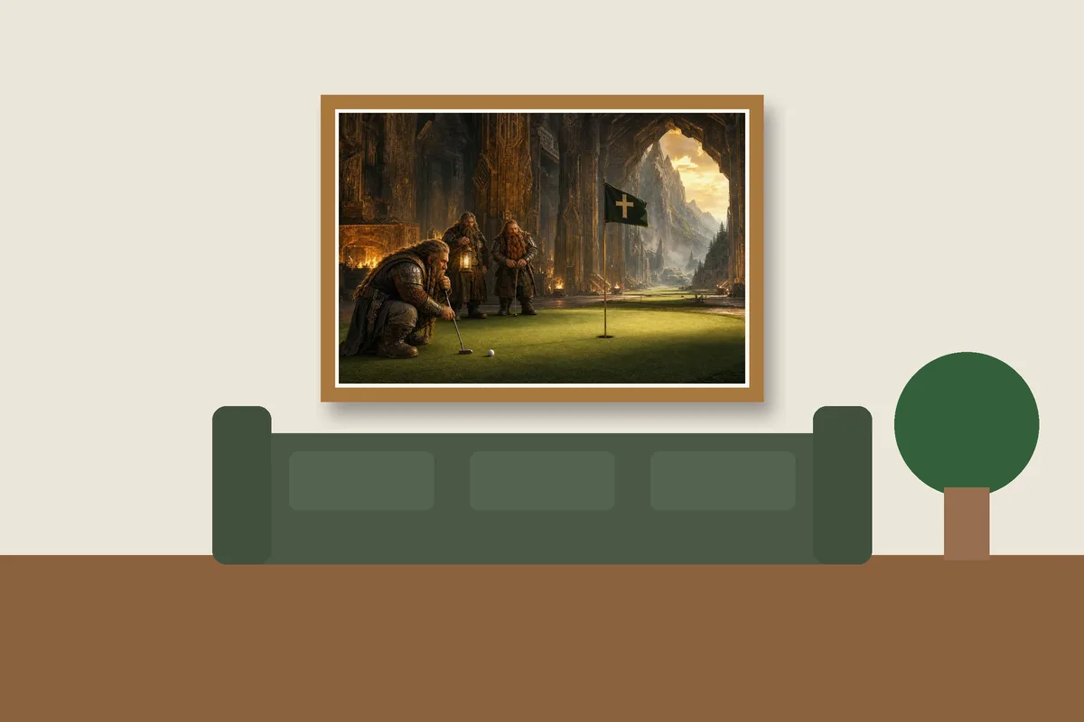 The Forge-Fast Greens framed on a wall, printable golf wall art