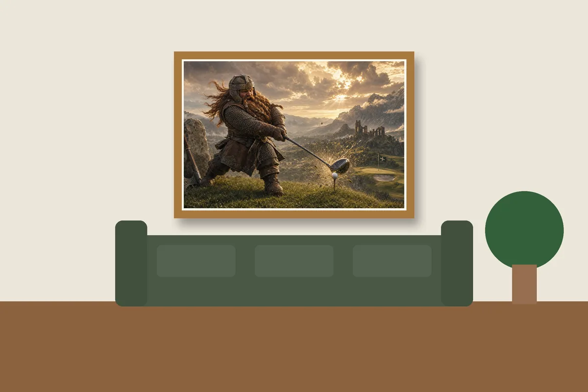 Grip It and Rip It (Axe Optional) framed on a wall, printable golf wall art