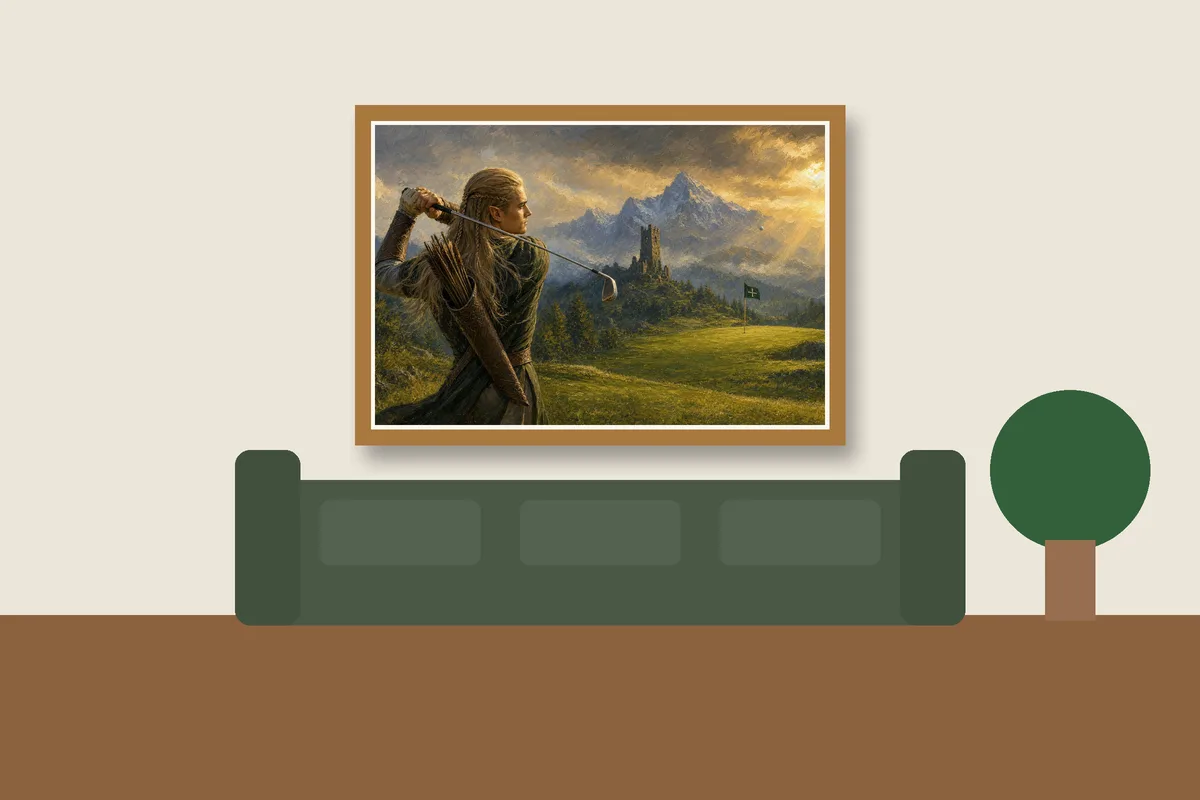 Straight as an Arrow, Pin High framed on a wall, printable golf wall art